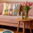 thumbnail image 5 of Yhmxh Easter Bunny Throw Pillow Cover, 12 x 20 Inch Cute Rabbit Rectangle Linen Cushion Case, Wildflowers Throw Pillow Case Decoration, Holiday Farmhouse Decoration for Bed Sofa Couch, 5 of 7