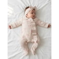 thumbnail image 5 of BemeyourBBs Preemie Baby Girl Spring Summer Fall Winter Clothes Baby Girl Newborn Hospital Going Home Outfit Ruffled Footed Romper Collar Long Sleeve Bow Zipper Footie Jumpsuit with Headband, 5 of 9