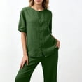 thumbnail image 6 of Thousandth Women's Cotton Blend Blouses Summer Boho Breathable Casual T-Shirts Embroidered V-Neck Shirts Loose Fit Button Down Daily Tops, 6 of 7