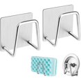 thumbnail image 1 of Soporte adhesivo para esponja para fregadero para accesorios de cocina, acero inoxidable SUS304, resistente al óxido, resistente al agua, secado rápido (2 unidades) Namotu LXY58, 1 of 7