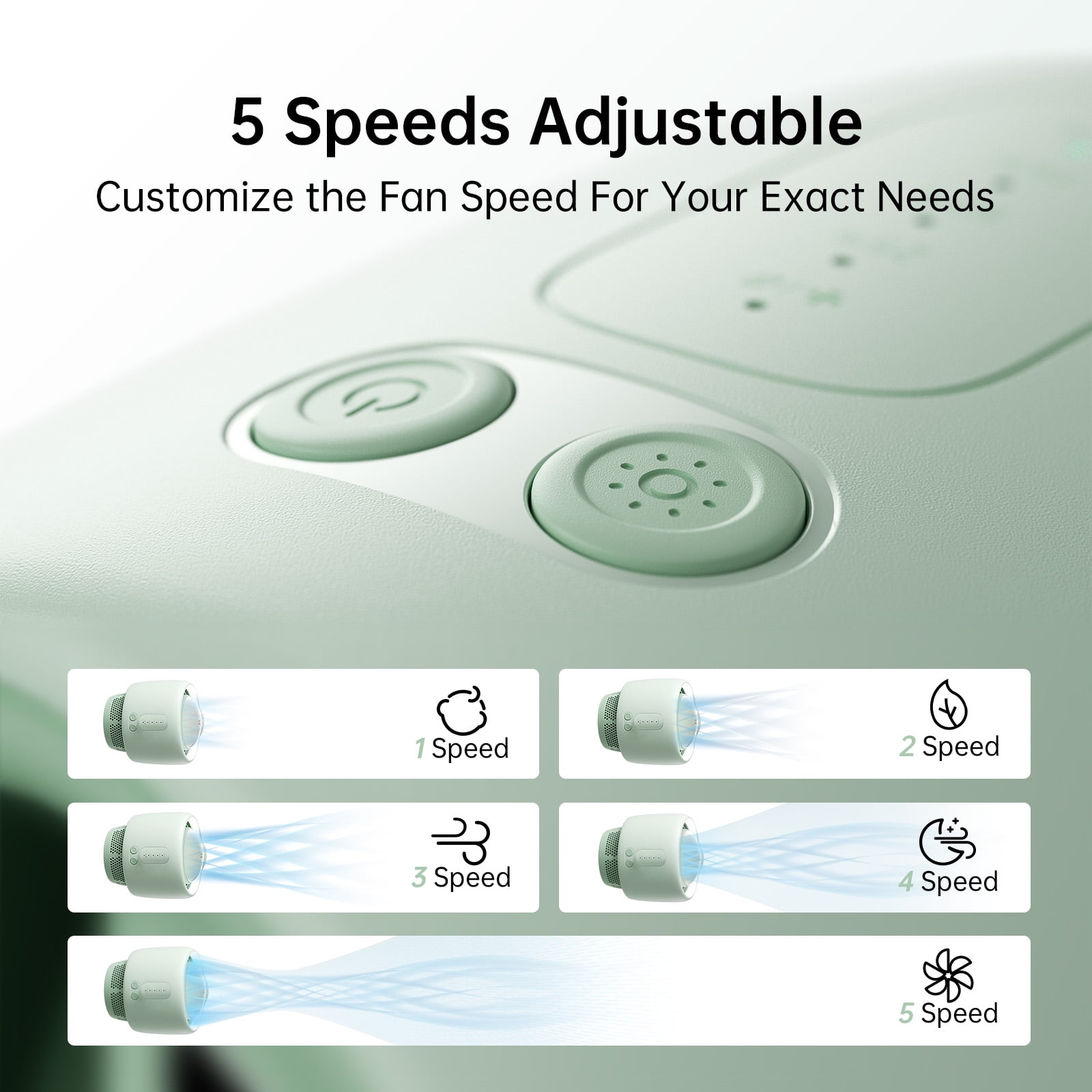 JISULIFE Baby Stroller Fan Portable, Small Battery Operated Fan, Car Seat Fan with 5 Speeds, Air Purify and Air Enhance Tech, Bladeless, Food-Grade Gifts Fan for Outdoor, Treadmill, Golf