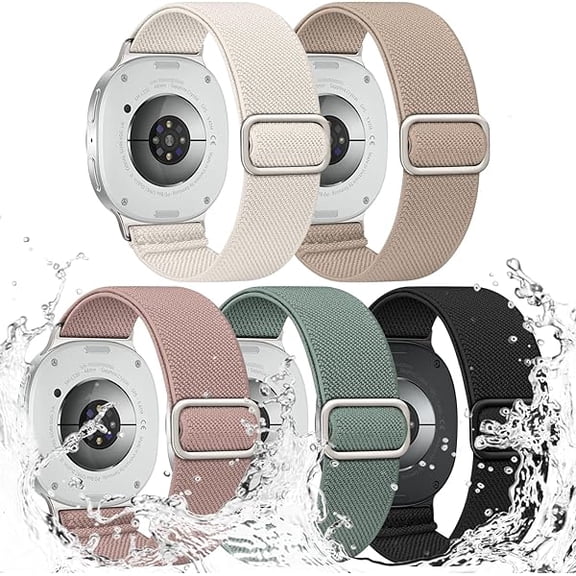 5 Pack Stretchy Bands Compatible with Samsung Galaxy Watch 8 Band 40mm 44mm/Samsung Galaxy Watch 8 Classic 46mm Band, No Gap Water-Resistant Nylon Sport Strap for Women Men