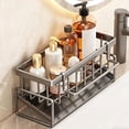 thumbnail image 6 of Kitchen Sink Caddy Organizer with Rag Holder, Self-Draining Sponge Holder for Countertop Soap Dispenser Organizers and Storage Essentials, Kitchen Decor and Accessories, AKLJWH, #01 Black, 6 of 6