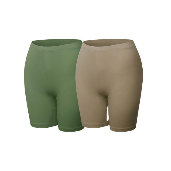 FashionOutfit Women's Essential Active Daily Cotton Mid Rise Biker Shorts