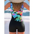 thumbnail image 4 of Women's Halter Athletic Tank Top, Tropical Palm Tree Print Side Drawstring Sleeveless Slimming Quick Dry Workout Vest, Stretch UV Protection Summer Beach Casual Fitness Top, 4 of 6