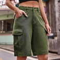 thumbnail image 3 of Taqqpue Bermuda Jean Shorts for Women High Waisted Trendy Stretchy Cargo Denim Shorts Knee Length Cutoff Loose Fit Long Shorts Summer Casual Jorts On Clearance for Women with Pockets S-XXL, 3 of 7