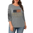 thumbnail image 2 of Trgacdwlo XL-5XL Plus Size Womens 250 Years USA Anniversary USA Flag 3/4 Sleeve 4th of July Shirt Summer Freedom Womens T Shirts, 2 of 5