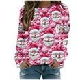 thumbnail image 2 of Fartey Plus Size Women Christmas Shirts Fall Winter Long Sleeve Sweatshirts Funny Xmas Print Crewneck Pullover Tops Loose Casual Holiday Blouses, 2 of 7
