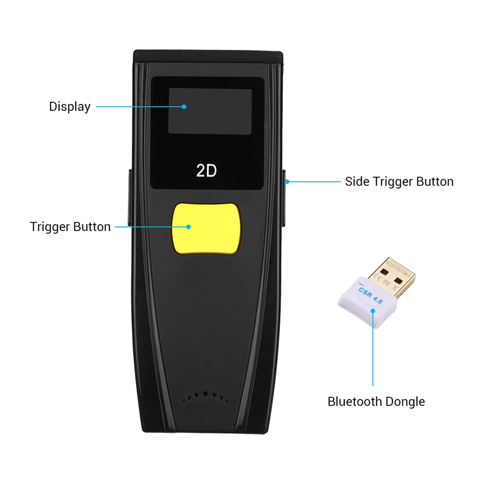 1D 2D QR Barcode Scanner Portable BT 3.0 Bar Code Reader Work With Mobile Phones Tablet PC Portable ,Easy to Operate