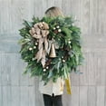 thumbnail image 5 of Couronne de Noël d'Hiver pour Porte d'Entrée Couronnes de Pin Artificielles avec Aiguille en Forme de Pomme de Pin Baies Rouges Fleurs Blanches Décoration Rustique de Ferme pour Fête à la Maison Intérieur Extérieur, 5 of 5