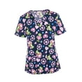 thumbnail image 4 of Top exfoliante con cuello en V para mujer, Uniforme de Trabajo de enfermera con bolsillos laterales, camiseta cómoda y duradera para tienda de SG, 4 of 8