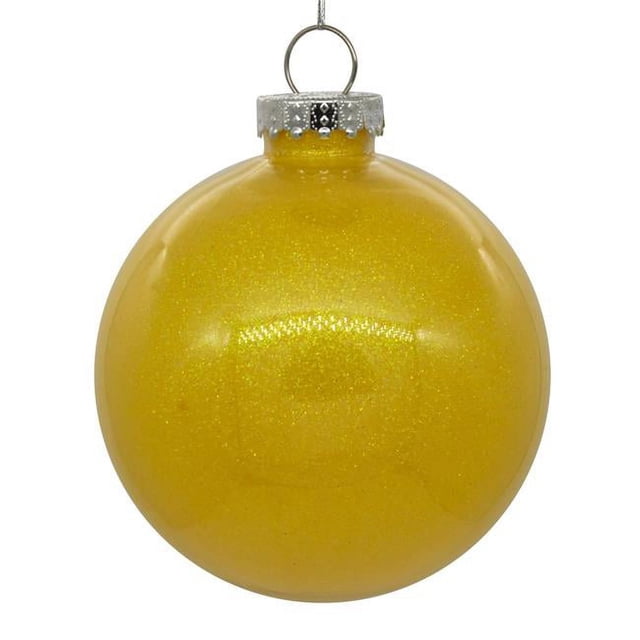 Vickerman N211578 Balle Pailletée Transparente 6 Po, Jaune - Sac de 4
