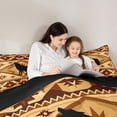 thumbnail image 4 of Manfei Retro Wolf Queen Comforter Set,Vintage Check Pine Comforter Sets Queen,Golden,Black Reversible,3-Piece,1 Comforter and 2 Pillowcases, 4 of 7