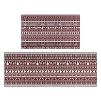 Red and White Christmas Folk Pattern Kitchen Rugs Sets Of 2,Anti Fatigue Kitchen Mat Rugs Non Slip Washable,Decorative Kitchen Floor Mats for Kitchen,Sink,Laundry,17"x30" 17"x47"