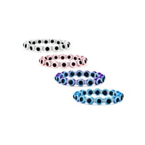 Bling Jewelry Womens Set of 4 Blue Pink White Glass Bead Evil Eye Stretch Bracelet Crystal Spacers