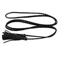 thumbnail image 5 of 2 pieces Woven Tassel Waist Belt Vintage Style Casual Waistband Waist Rope with Bead Pendant Lady Jeans for Party Wedding Black and Dark Brown, 5 of 8