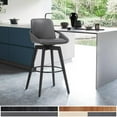 thumbnail image 3 of 30" Luxurious Grey Faux Leather and Black Wood Swivel Bar Stool, 3 of 10