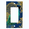 thumbnail image 5 of Metal Light Switch Plate Outlet Cover Peacock Blue Silk Damask PEA008, 5 of 13