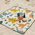 thumbnail image 5 of Leaves with Dinosaurs Beach Blanket Outdoor Picnic Blanket 78"x 78" Waterproof Foldable for Beach Camping Travel Hiking Grass Lawn Park, 5 of 5