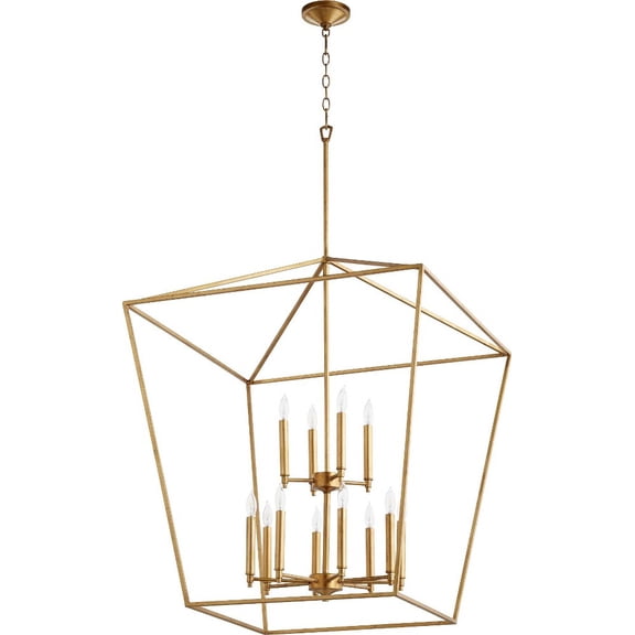 Quorum Lighting Gabriel 12-Light 2-Tier Entry Pendant, Gold Leaf, 29W, 32.25H