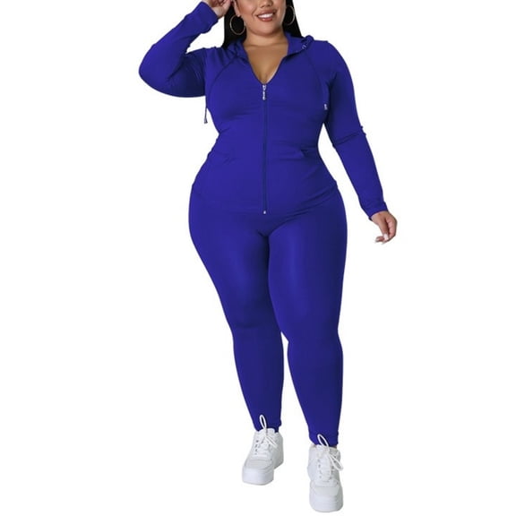 Plus Size Women’s Two Piece Outfit Solid Color Long Sleeve Top and Pants Casual Matching Set Relaxed Fit Comfortable Everyday Wear