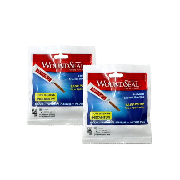 WoundSeal Topical Powder for Minor External Bleeding, Stops Bleeding Instantly, Easy-Pour Tube Applicator, 4 Count (Pack of 2)