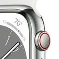 thumbnail image 6 of Apple Watch Series 8 GPS + Cellular 45mm Silver Stainless Steel Case with White Sport Band - S/M. Fitness Tracker, Blood Oxygen & ECG Apps, Always-On Retina Display, 6 of 9