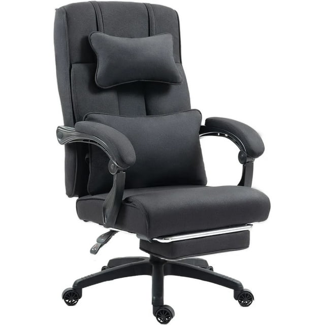 Toytexx Ergonomic Fabric Office Chair with Footrest, Lumbar Support & Swivel Wheels – Black