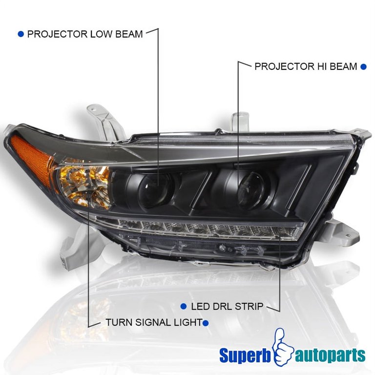 Spec-D Tuning 2011-2013 Toyota Highlander Smd Led Projector Headlights Head  Lamps 2011 2012 2013 (Left + Right)