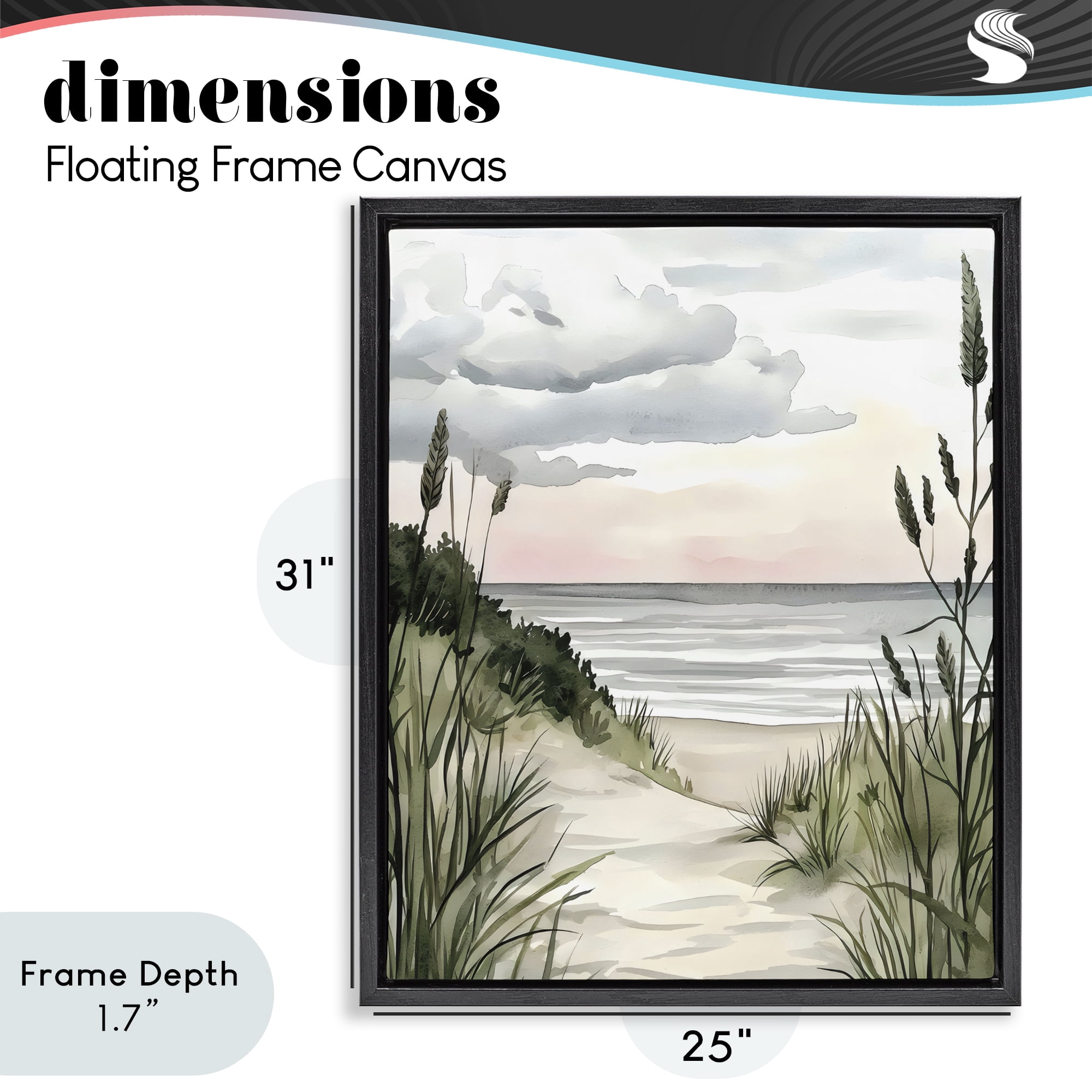 Stupell Industries Coastal Calm Seaside Dunes Black Framed Floater Canvas Wall Art, design by Riley B