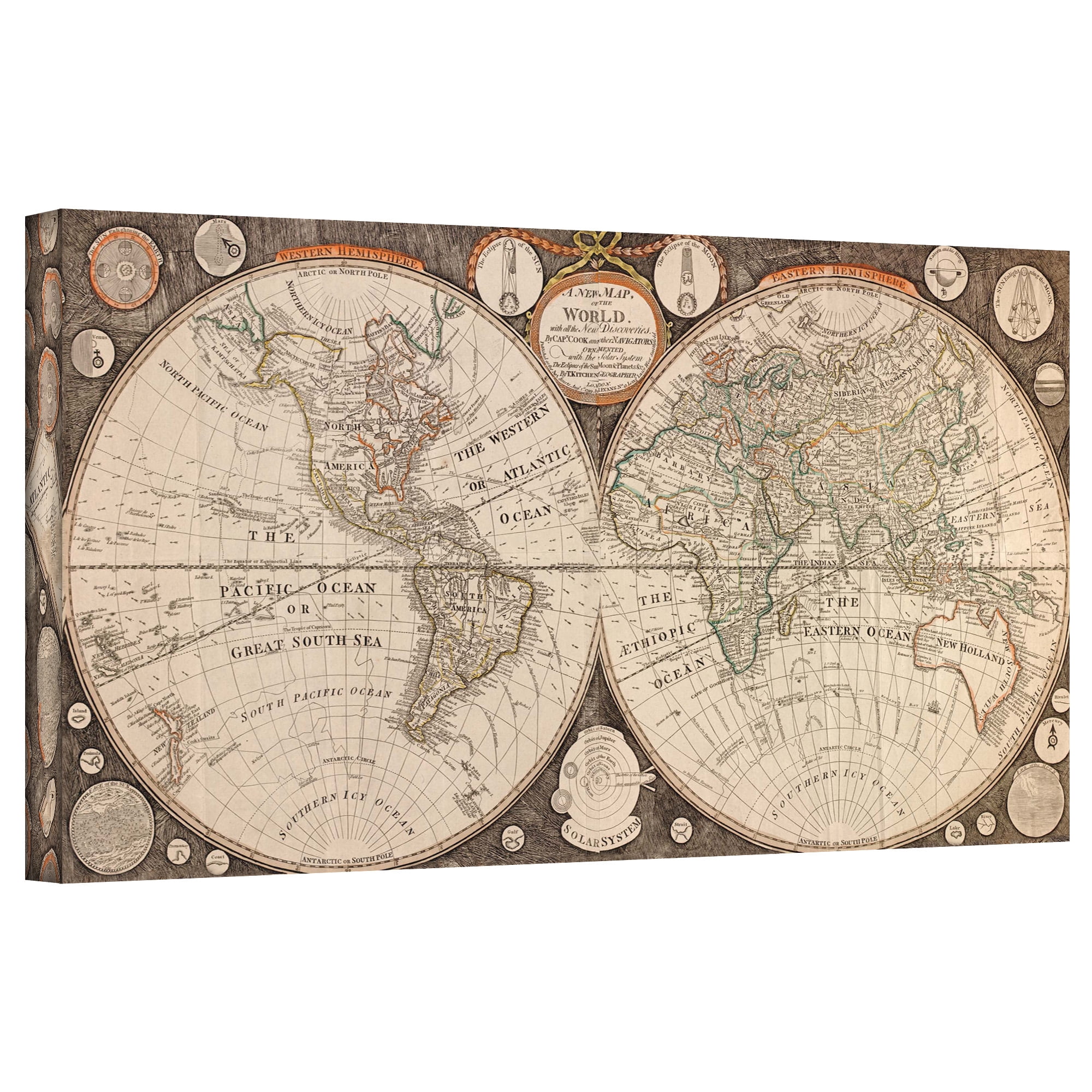 Jean Baptiste Nolin "A New Map Of The World" Gallery-Wrapped Canvas