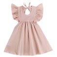thumbnail image 1 of Vestido Goodplayer para niñas pequeñas, algodón y lino, rosa, 3T, 1 of 7