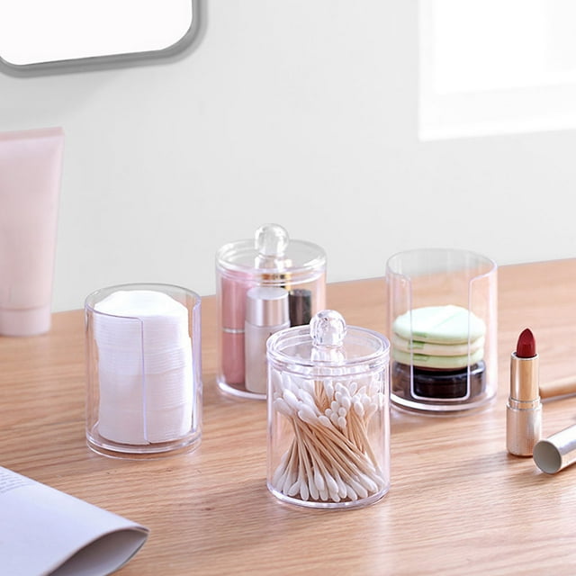 STRANDCHIC Cotton Rounds with Holder Swab Box Transparent Plastic Dust-free for Bathroom Use 1Set