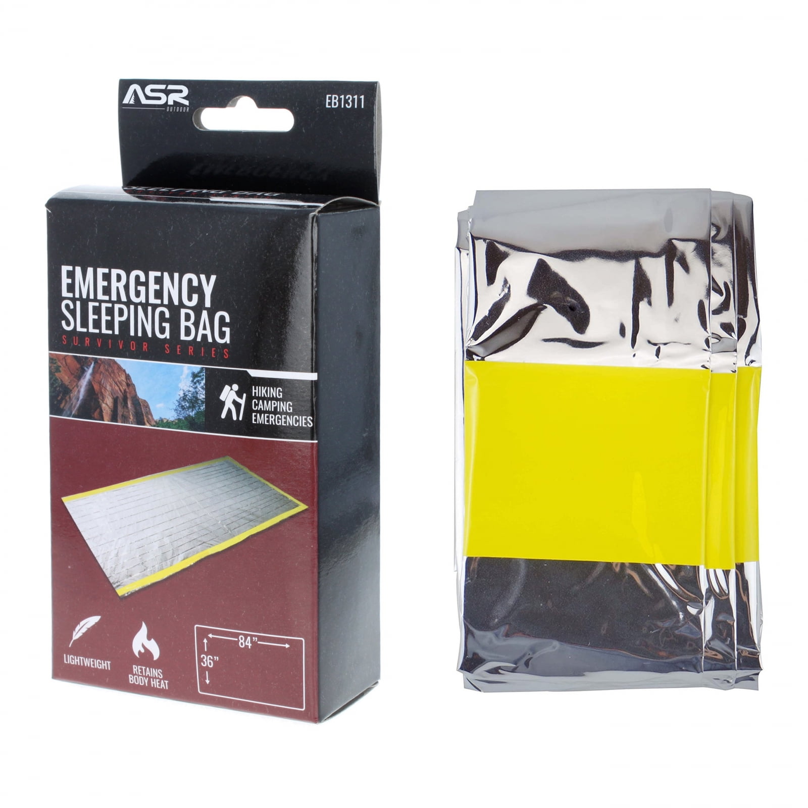 Emergency Sleeping Bag Mylar Insulated Heat Light Weight 84x36 Inch
