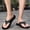 Black, variant on Men's Leather Flat Flip Flops Lightweight Comfortable Open Toe Slip Soft Platform Slip On Thong Sandals For Summer Casual Walking Beach Slides