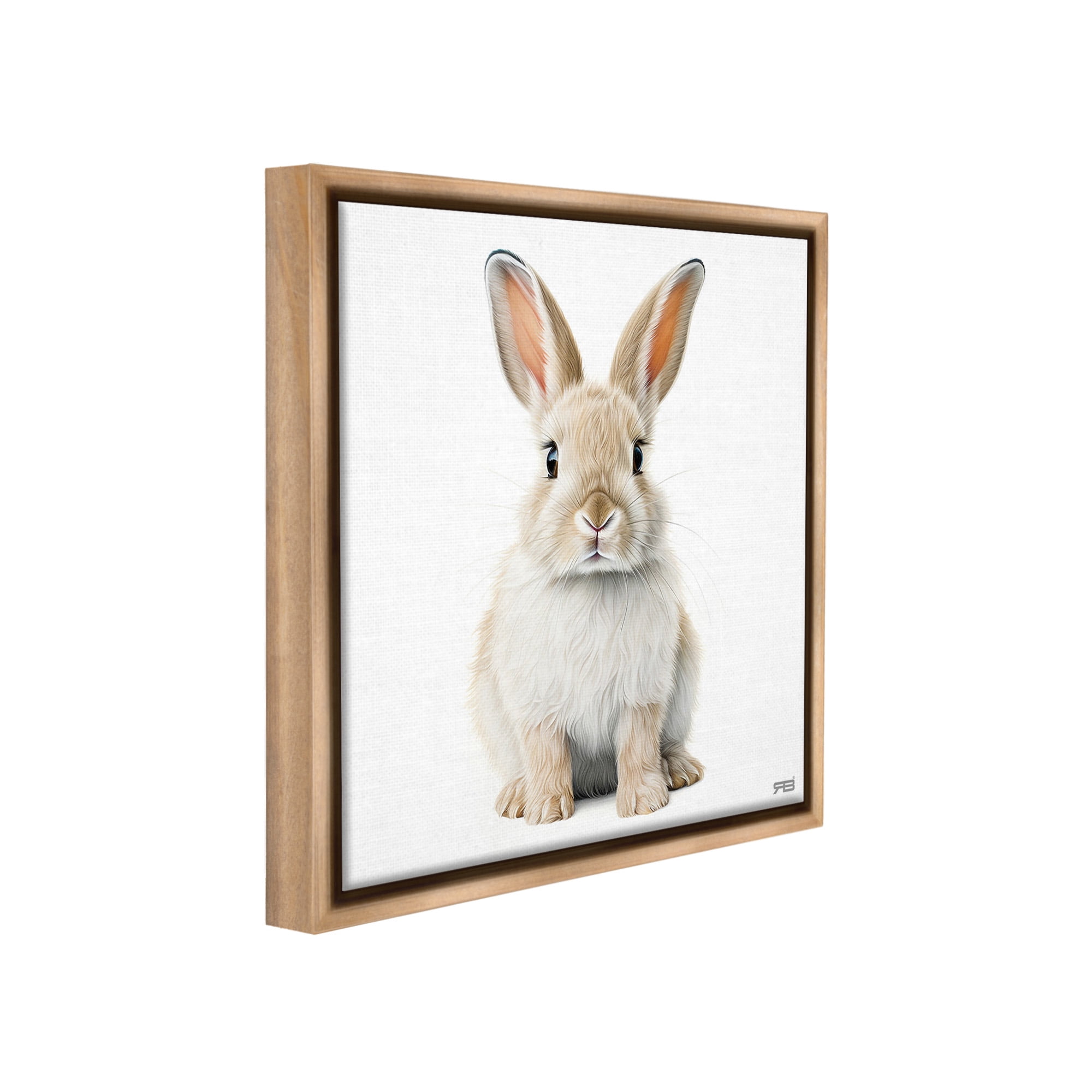 Stupell Industries Minimal Bunny on White Animals & Insects Painting Brown Floater Framed Canvas Art Print Wall Art, 18 x 18