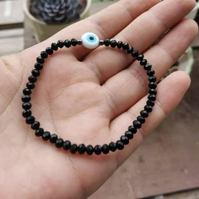 Pulsera de turmalina negra para mujer, brazalete de protección Empath, joyería delicada de turmalina negra, cristal de turmalina negra