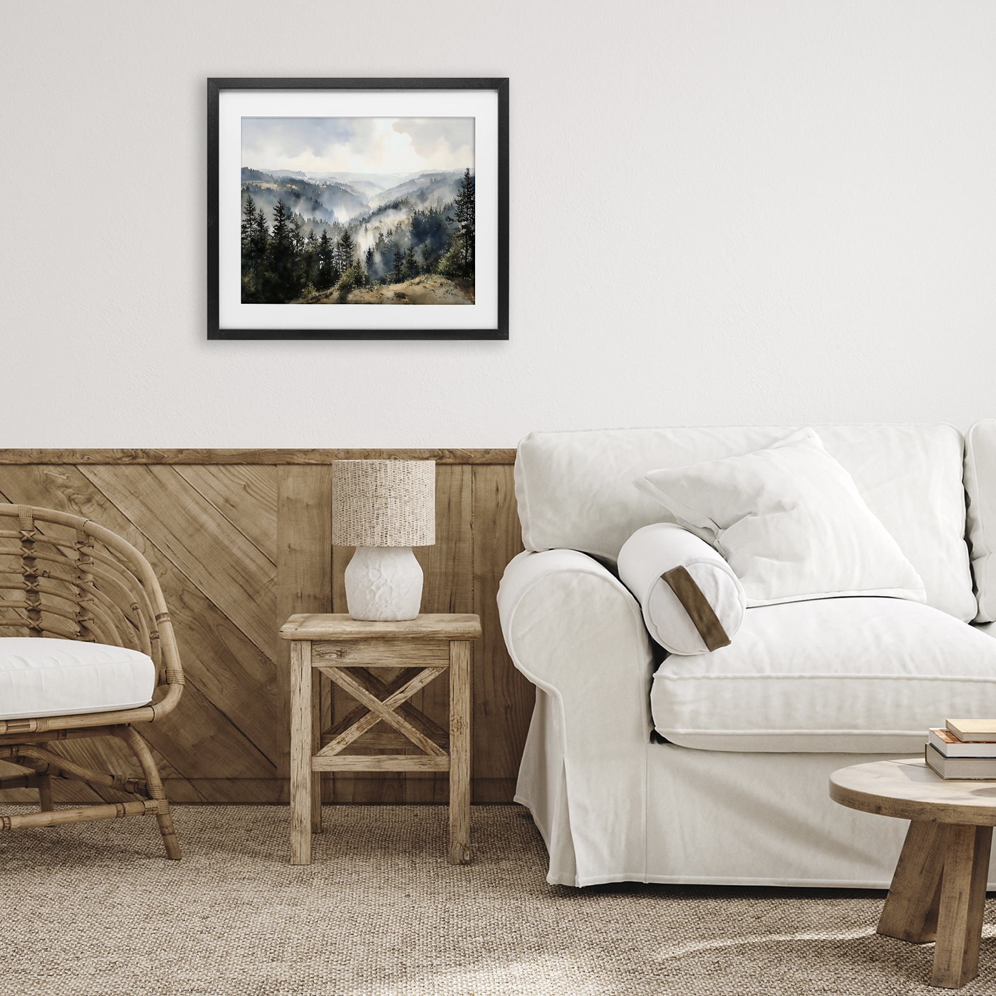 Stupell Industries Misty Tree Tops Vista Black Framed Print Under Glass, design by Franklyn Gregory