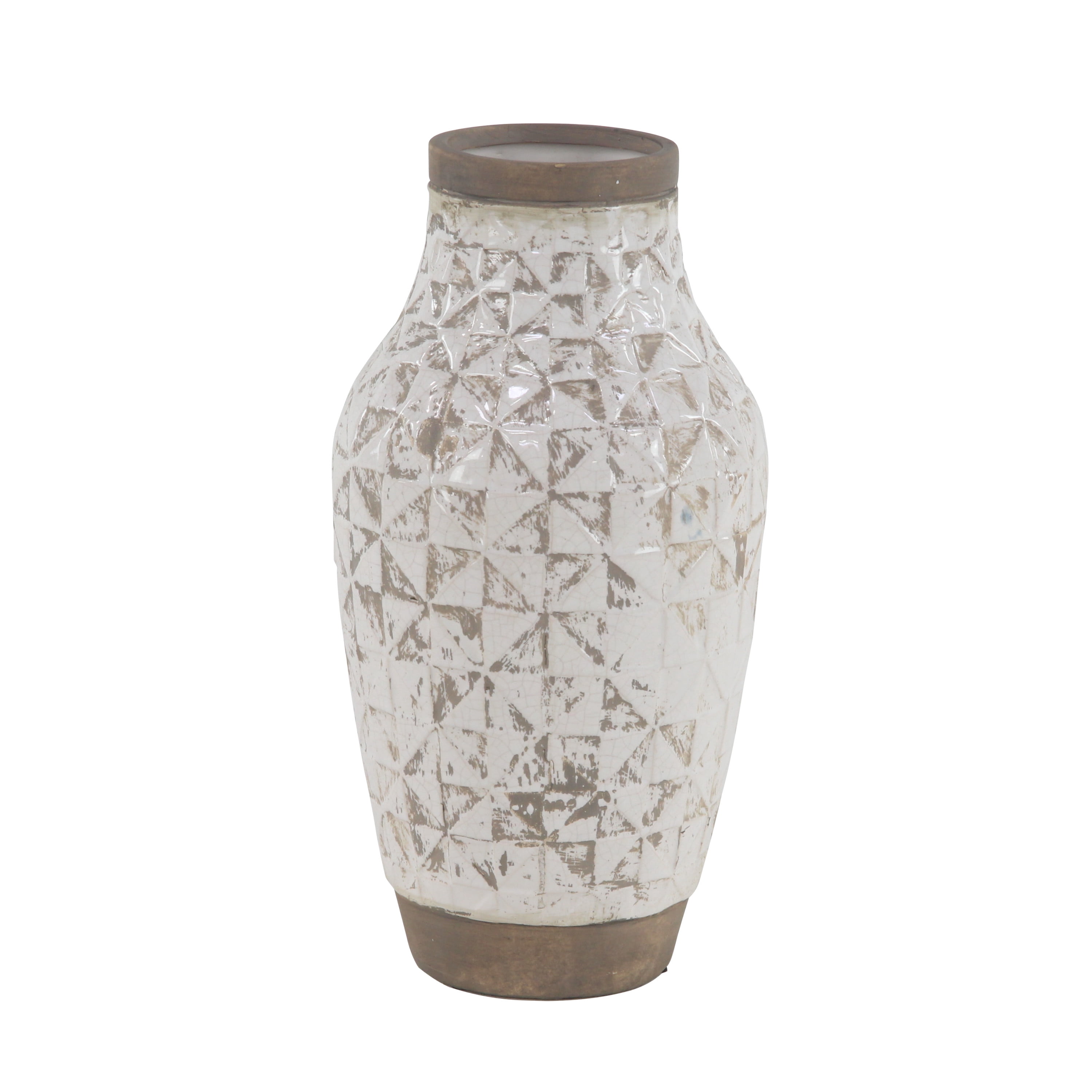 DecMode 16" White Ceramic Vase