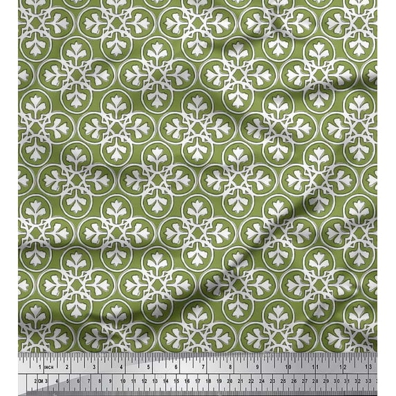 Soimoi Polyester Crepe Fabric Floral Block Fabric Prints by Yard 52 Inch Wide