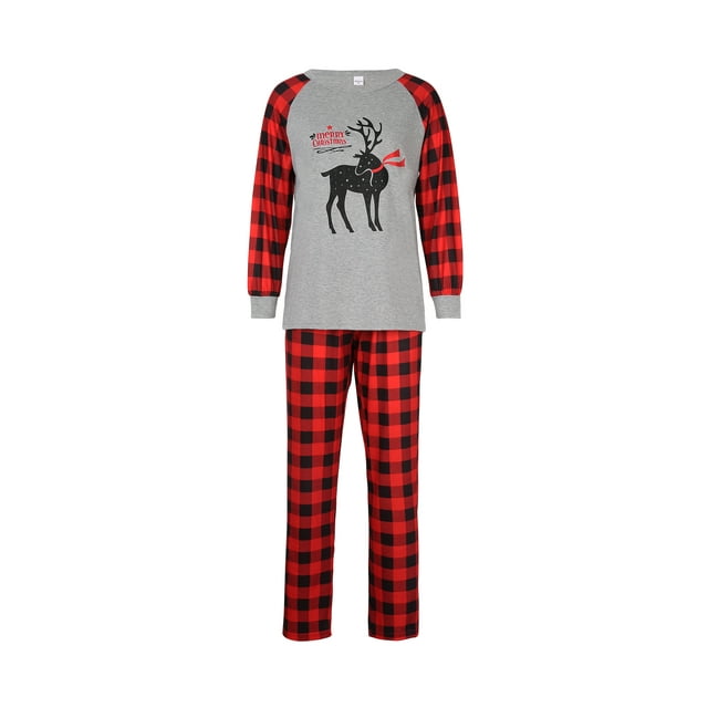 Diconna Pyjama Parent-Enfant Match Hauts Renne avec Pantalon à Carreaux Combinaison