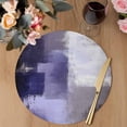 thumbnail image 3 of Purple Gray Round 15 Inch Placemats Set of 6, Modern Oil Painted Art Abstract Geometric HeatResistant Non Slip Place Mats for Dining Table, Wipeable Braided Kitchen Table Mats for Housewarming, 3 of 9