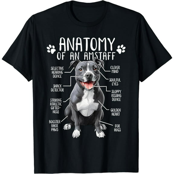 Funny Anatomy American Staffordshire Terrier Dog Amstaff T-Shirt