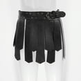 thumbnail image 2 of Doomiva Mens Medieval Tassel Skirt Gladiator Warrior PU Leather Waist Belt Scotland Skirt Wetlook Kilt Skirt Halloween Carnival Cosplay Costume Black One Size, 2 of 7