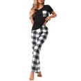thumbnail image 1 of Pijamas de Loungewear de Cuadros para Mujeres INSPIRE CHIC, Ropa de Dormir Suave de Manga Corta con Pantalones, 1 of 5