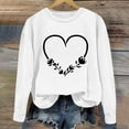 thumbnail image 2 of Women's Casual Crew Neck Graphic Sweatshirts Love Heart Print Long Sleeve Cute Tops Teens Girls Casual Spring T Shirts(White,L), 2 of 5