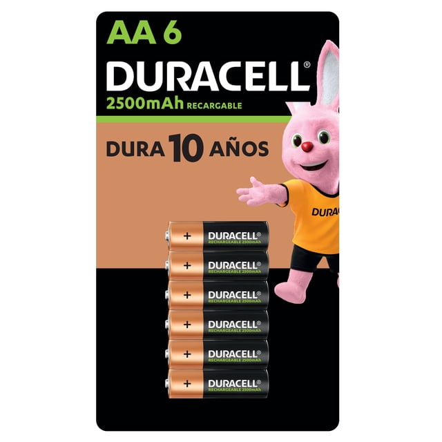 Pilas Duracell AA Recargables 2500mAh 1.2v Blister de 6 piezas
