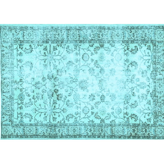 Ahgly Company Indoor Rectangle Abstract Light Blue Contemporary Area Rugs, 4' x 6'