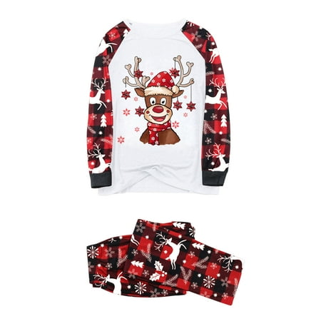 

Parent Child Christmas Deer Print Parent Child Plaid Long Sleeved Trousers Pajamas Home Clothes Three Piece Suit plus Size Pajamas for Women Christmas Family Family Matching Pajamas Set Not Christmas