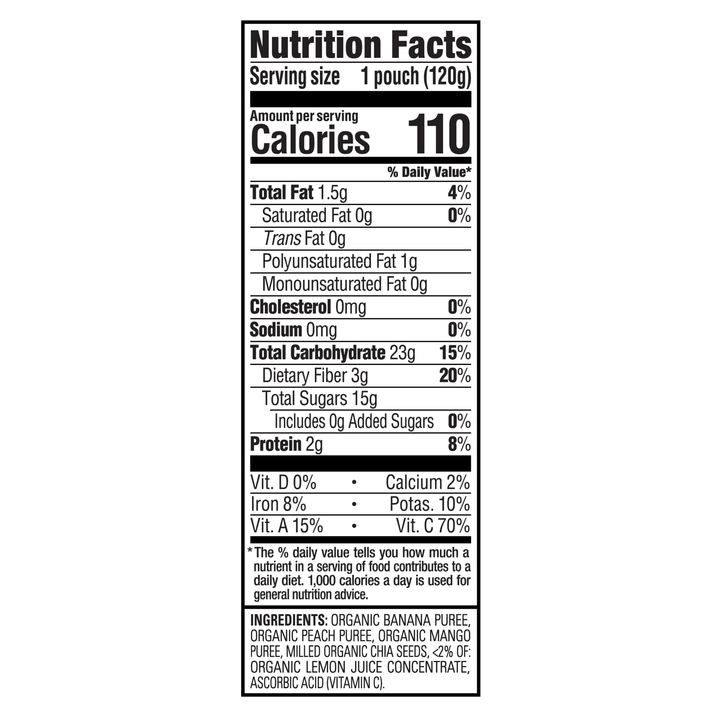 Happy Tot Organics Super Foods Stage 4, Bananas Peaches Mangos & Chia, Organic Tot Food, 4.22 oz Pouch